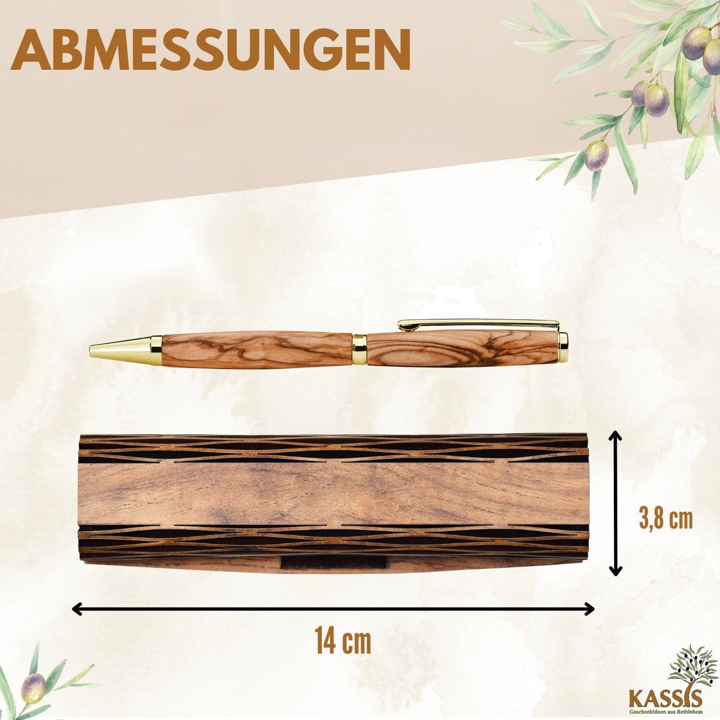 Kugelschreiber mit Holzschachtel aus Olivenholz